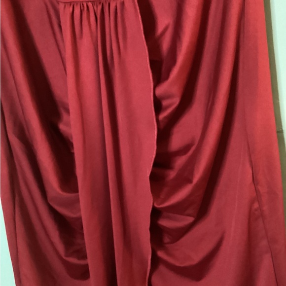 One Off The Shoulder Ruched Wrap Front Split Hem Draped Midi Dress Size Large - Picture 8 of 16